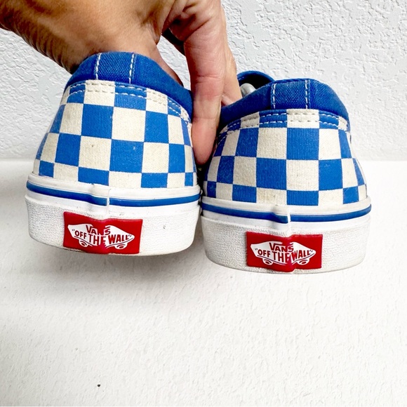 Vans Blue Checkered Slip-On Sneakers Men 10 - Picture 5 of 8